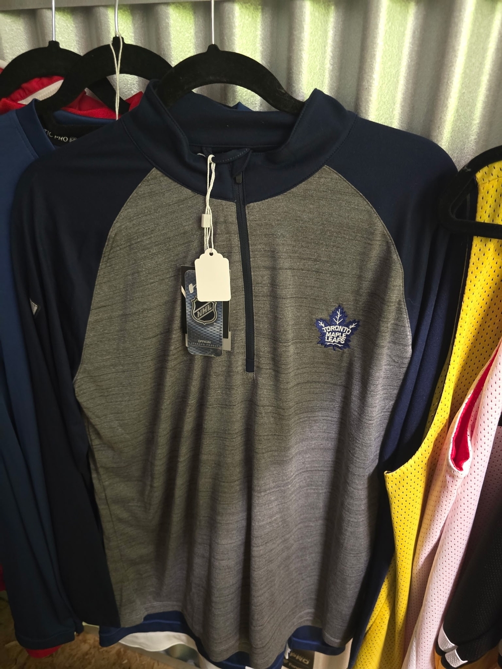 Men's Gray & Navy Toronto Maple Leafs Quarter-Zip Pullover
